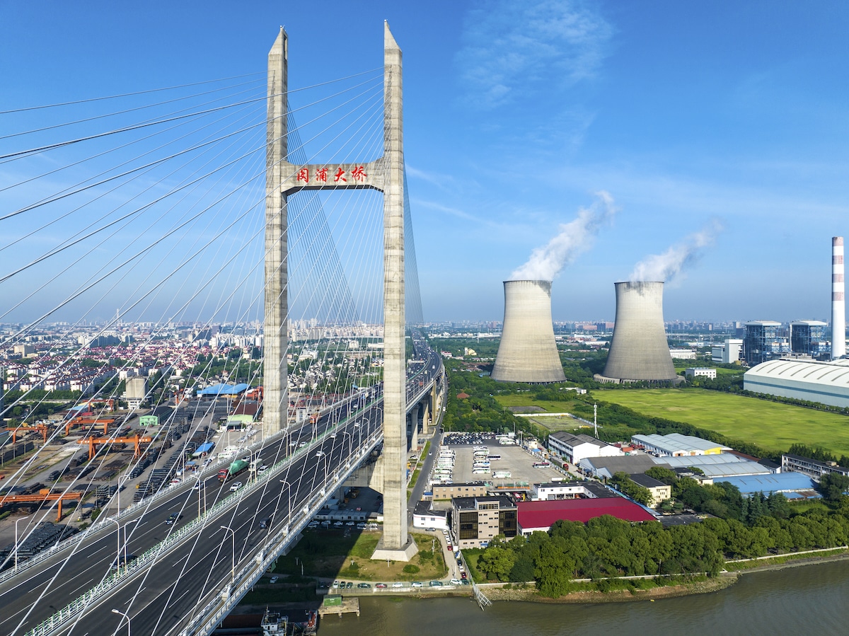 Aerial view of a coal-fired power plant in Shanghai, China