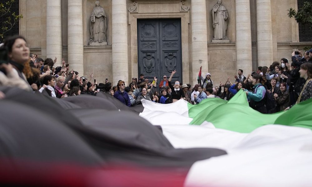 French students take cue from US peers with pro-Palestine rally at Sorbonne