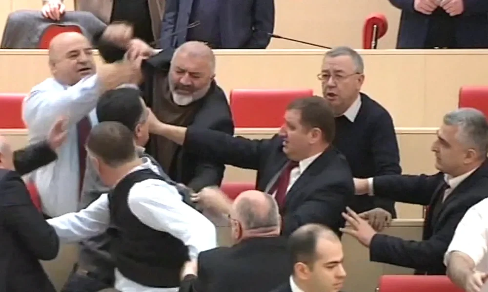Georgian lawmakers throw punches in parliament
