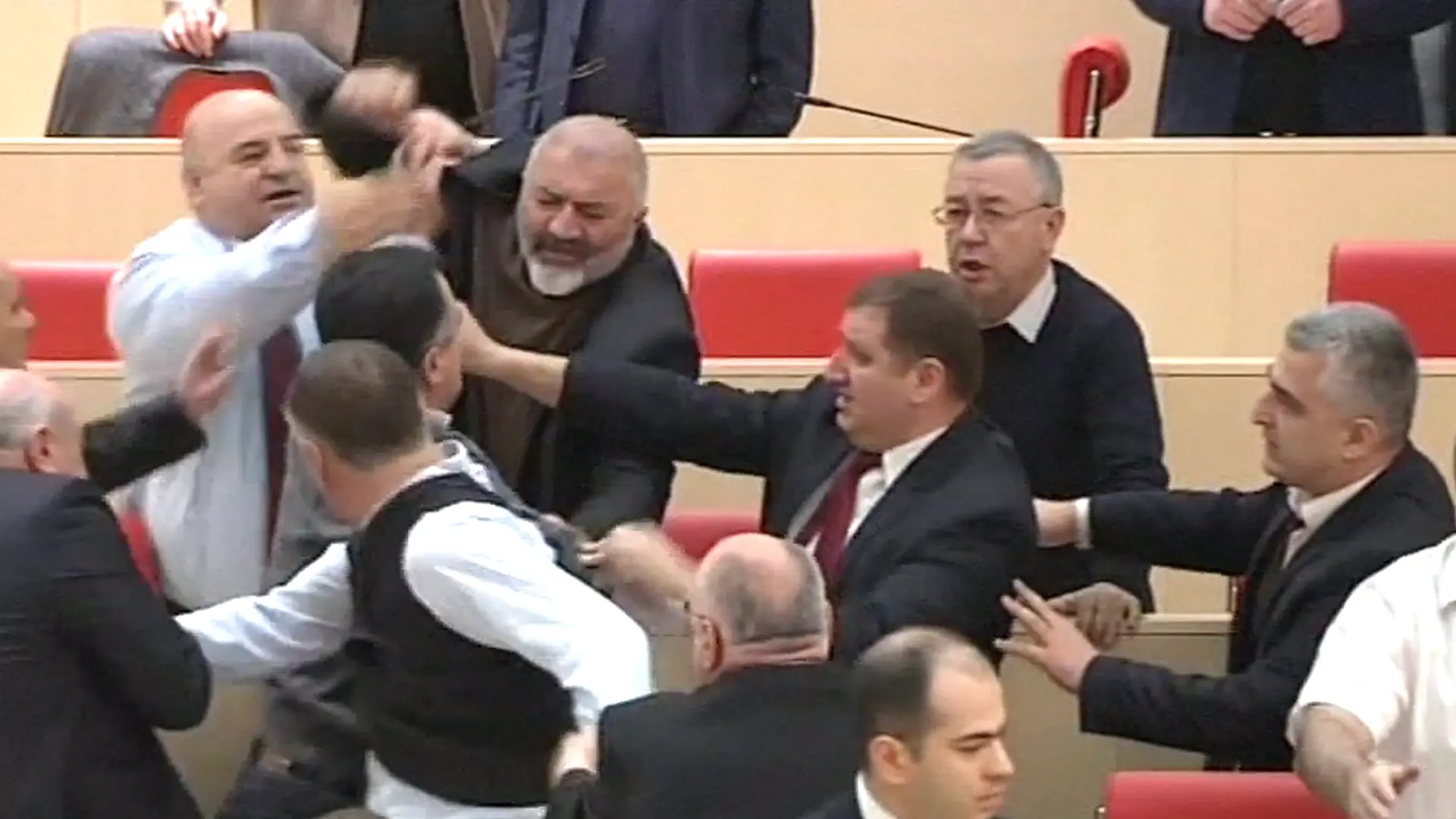 Georgian lawmakers throw punches in parliament