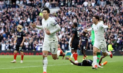 Son Heung-min (left) scored Tottenham's winner as they edged past Luton on Saturday