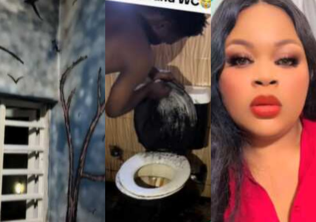 "You sure say no be ritualist you give house?"- Landlady cries out as tenant paints WC black, paints room like witches' coven