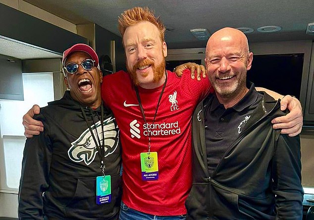 WWE star Sheamus, pictured with Ian Wright (left) and Alan Shearer (right) is a huge Liverpool supporters