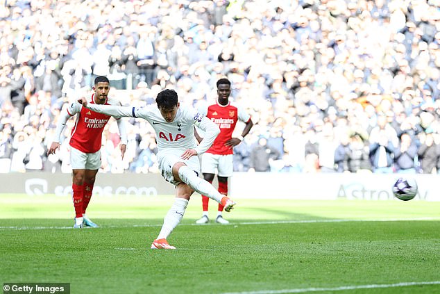 Son Heung-min reduced the deficit for Spurs from the penalty spot after a foul by Declan Rice