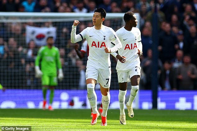Son Heung-Min scored his 16th Premier League goal of the season in Tottenham's 3-2 defeat by Arsenal