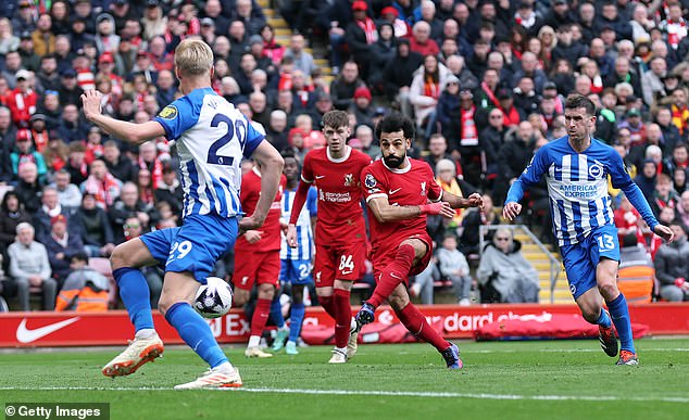 Salah last goal in open play for the Reds came in a 2-1 win over Brighton at Anfield in March