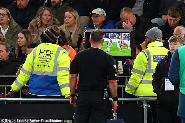 The challenge was spotted by the VAR and referee Tim Robinson was advised to review it