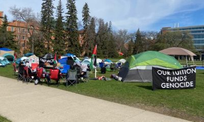 Gaza protest encampment remains on Edmonton campus after Calgary sit-in ended by police