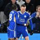 Jamie Vardy celebrates his goal as Championship leaders Leicester thrashed Southampton