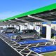 The BP Gigahub Pulse EV electric vehicle charging hub on the National Exhibition Centre campus in Birmingham, UK