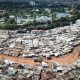 Aerial photo shows a flooded area in the Mathare slums in Nairobi, Kenya